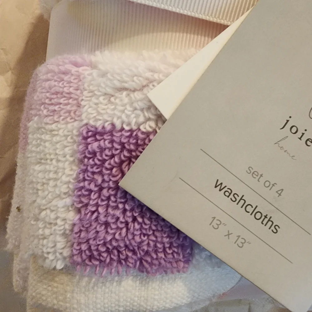 Joie Set of 4 Washcloths Checkered Multicolored 13